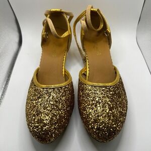 NEW Dance And Sway Women's Size 8 Ballroom Gold Shoes Heel 1.3"